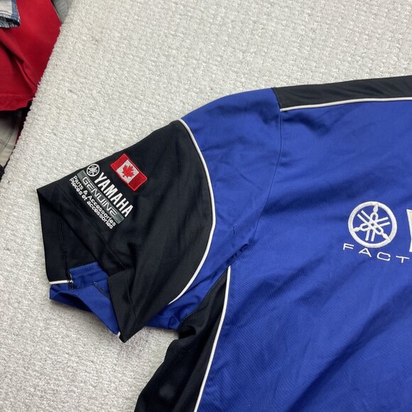 Y2K Yamaha Factory Racing Canada Button Up Crew Shirt Size 3XL Blue Motorsport - Picture 2 of 16